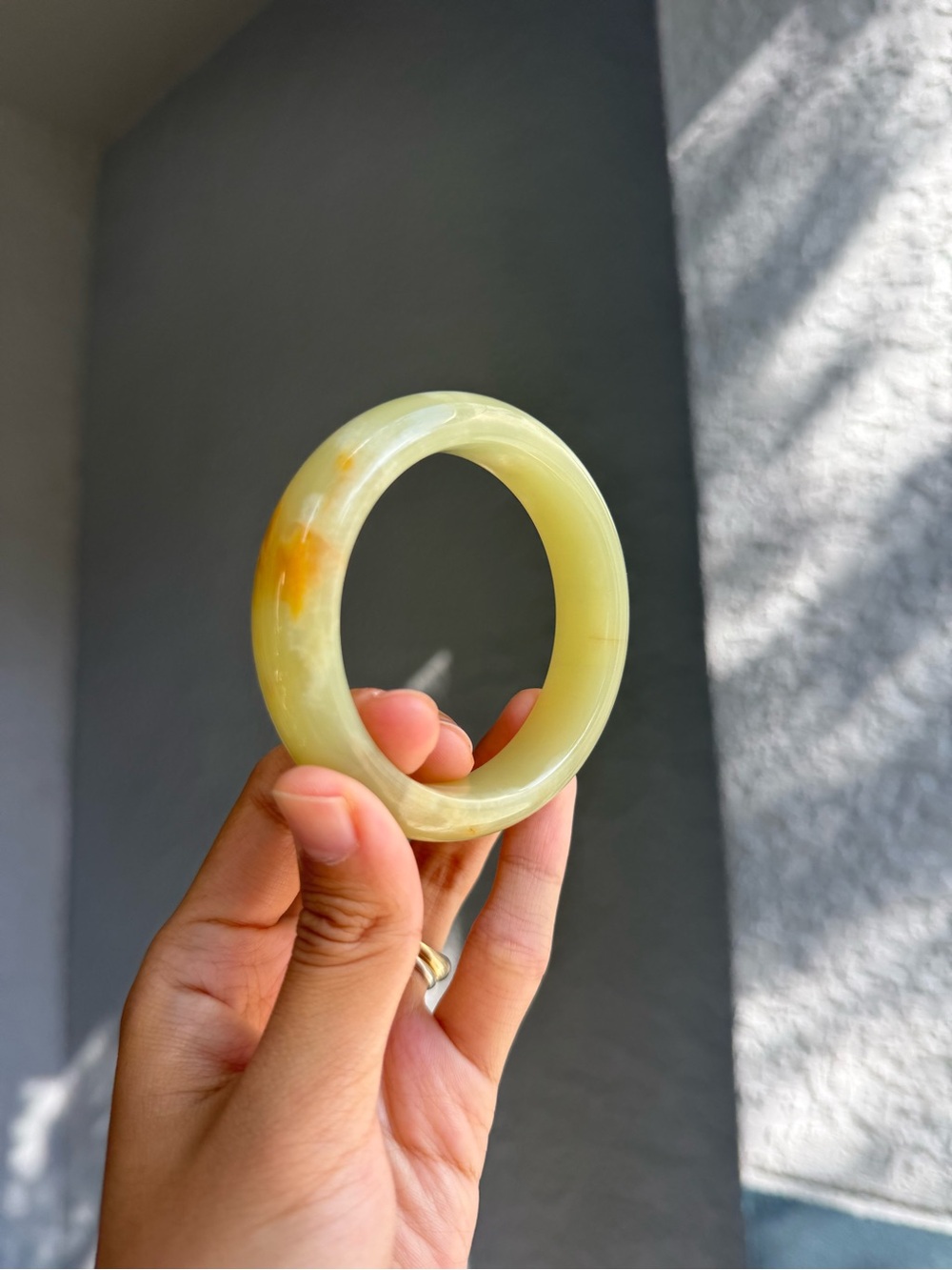 Natural Xiuyan（Serpentine) Jade Bangle Size 6.75-7”